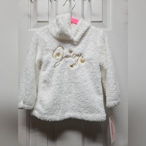 Juicy Couture White Plush Hoodie with Gold Logo For Toddlers. Sz. 2t